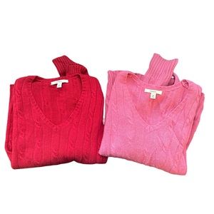 Lot of (2) Merona Cable Knit V-Neck Sweaters
